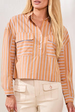 Load image into Gallery viewer, Sahara Beige Cotton Striped Cropped Blouse

