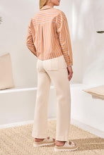 Load image into Gallery viewer, Sahara Beige Cotton Striped Cropped Blouse
