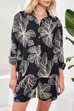 Load image into Gallery viewer, Black Blouse With White Floral Applique
