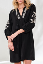 Load image into Gallery viewer, Black 3/4 Embroidered Sleeve Dress
