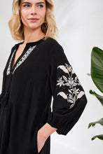 Load image into Gallery viewer, Black 3/4 Embroidered Sleeve Dress
