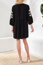 Load image into Gallery viewer, Black 3/4 Embroidered Sleeve Dress
