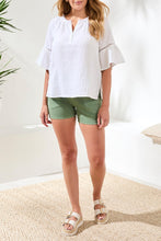 Load image into Gallery viewer, White Cotton Gauze Ruffle Sleeve Blouse
