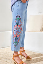 Load image into Gallery viewer, Desert Blue Embroidered Cropped Wide Leg Jean
