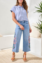 Load image into Gallery viewer, Desert Blue Embroidered Cropped Wide Leg Jean
