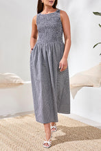 Load image into Gallery viewer, Black Gingham Printed High Neck Dress
