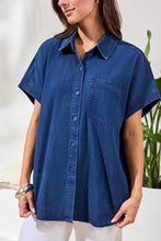 Load image into Gallery viewer, Sea Haven Short Sleeve "Denim" Blouse
