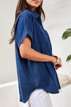 Load image into Gallery viewer, Sea Haven Short Sleeve "Denim" Blouse
