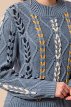Load image into Gallery viewer, Blue Fog Cotton Knit Mock Neck Sweater
