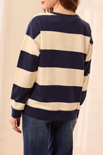 Load image into Gallery viewer, Jet Blue Striped Crew Neck Sweater W Heart

