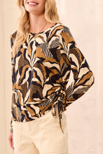 Load image into Gallery viewer, Dull Gold Printed Long Sleeve W Ruching
