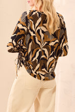 Load image into Gallery viewer, Dull Gold Printed Long Sleeve W Ruching
