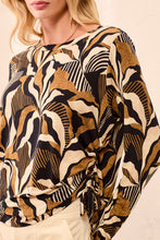 Load image into Gallery viewer, Dull Gold Printed Long Sleeve W Ruching
