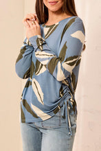 Load image into Gallery viewer, Blue Fog Printed Long Sleeve W Ruching
