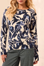 Load image into Gallery viewer, Blue Fog Printed Cotton Cable Knit Sweater
