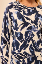 Load image into Gallery viewer, Blue Fog Printed Cotton Cable Knit Sweater
