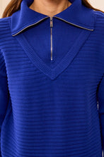 Load image into Gallery viewer, Electric Blue 1/4 Zip Sweater

