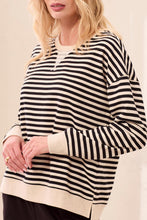 Load image into Gallery viewer, Black &amp; White Striped Cotton Sweater
