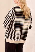 Load image into Gallery viewer, Black &amp; White Striped Cotton Sweater
