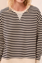 Load image into Gallery viewer, Black &amp; White Striped Cotton Sweater
