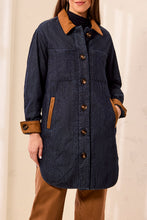 Load image into Gallery viewer, Rinse Denim Quilted Jacket W Suede Collar &amp; Cuffs
