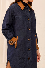 Load image into Gallery viewer, Rinse Denim Quilted Jacket W Suede Collar &amp; Cuffs
