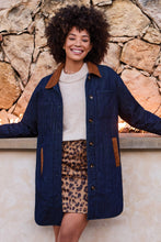 Load image into Gallery viewer, Rinse Denim Quilted Jacket W Suede Collar &amp; Cuffs
