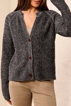 Load image into Gallery viewer, Black Cotton Button Front Cardigan

