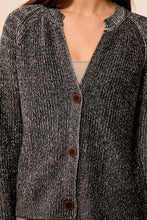 Load image into Gallery viewer, Black Cotton Button Front Cardigan

