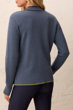 Load image into Gallery viewer, Blue Fog Split Neck Sweater
