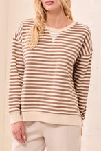 Load image into Gallery viewer, Fossil &amp; White Striped Cotton Sweater
