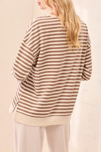Load image into Gallery viewer, Fossil &amp; White Striped Cotton Sweater

