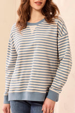 Load image into Gallery viewer, Blue Fog &amp; White Striped Cotton Sweater
