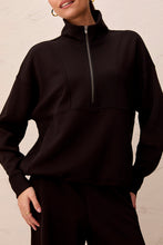 Load image into Gallery viewer, Half Zip Mock Neck Sweater In Black
