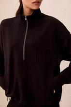 Load image into Gallery viewer, Half Zip Mock Neck Sweater In Black
