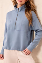Load image into Gallery viewer, Half Zip Mock Neck Sweater In Blue Fog
