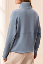 Load image into Gallery viewer, Half Zip Mock Neck Sweater In Blue Fog
