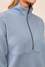Load image into Gallery viewer, Half Zip Mock Neck Sweater In Blue Fog
