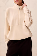 Load image into Gallery viewer, Half Zip Mock Neck Sweater In Moonstone
