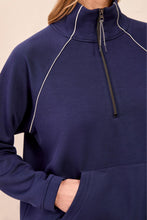 Load image into Gallery viewer, Jet Blue 1/4 Zip Mock Neck Sweater
