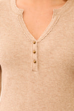 Load image into Gallery viewer, H.Oatmeal Waffle Henley Long Sleeve
