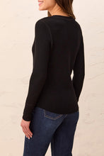 Load image into Gallery viewer, Black Waffle Henley Long Sleeve
