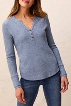 Load image into Gallery viewer, Denim Waffle Henley Long Sleeve
