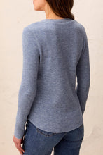 Load image into Gallery viewer, Denim Waffle Henley Long Sleeve
