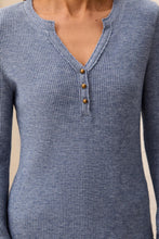 Load image into Gallery viewer, Denim Waffle Henley Long Sleeve
