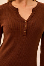 Load image into Gallery viewer, H.Chocolate Waffle Henley Long Sleeve
