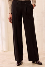 Load image into Gallery viewer, Black Flatten It Pull On Pant W Pleat &amp; Button Detail
