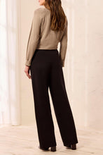 Load image into Gallery viewer, Black Flatten It Pull On Pant W Pleat &amp; Button Detail
