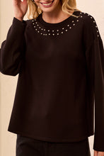 Load image into Gallery viewer, Black Studded Long Sleeve Sweater
