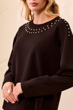 Load image into Gallery viewer, Black Studded Long Sleeve Sweater
